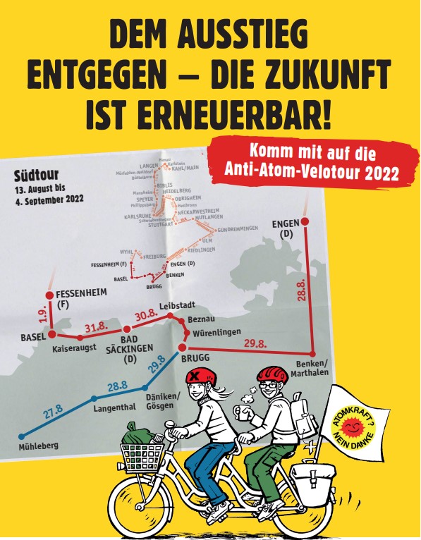 Komm mit zur Anti-AKW Radtour 30. August Windisch – Bad Säckingen