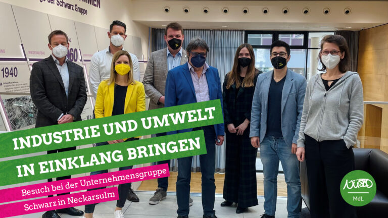 Grüne Landtagsabgeordnete im Gespräch mit der Schwarz Gruppe über Nachhaltigkeit