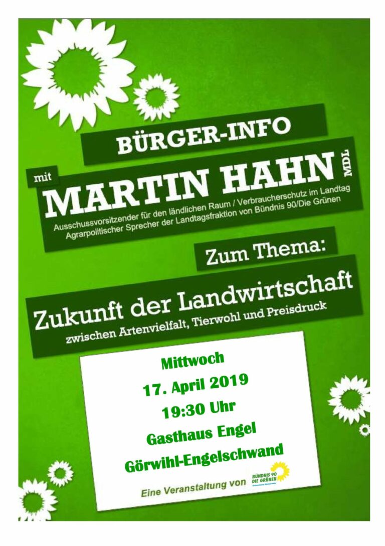 Bürger-Information mit Martin Hahn am 24. April 2019 um 20:00 Uhr Hohentengen/Lienheim