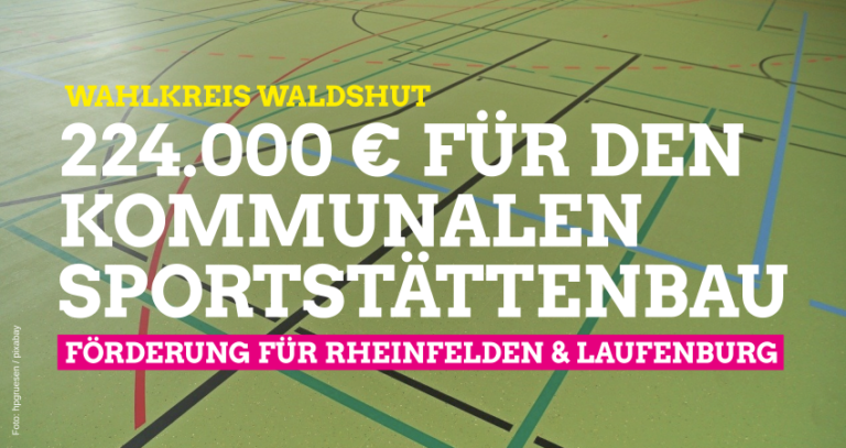 Land unterstützt kommunalen Sportstättenbau im Wahlkreis Waldshut